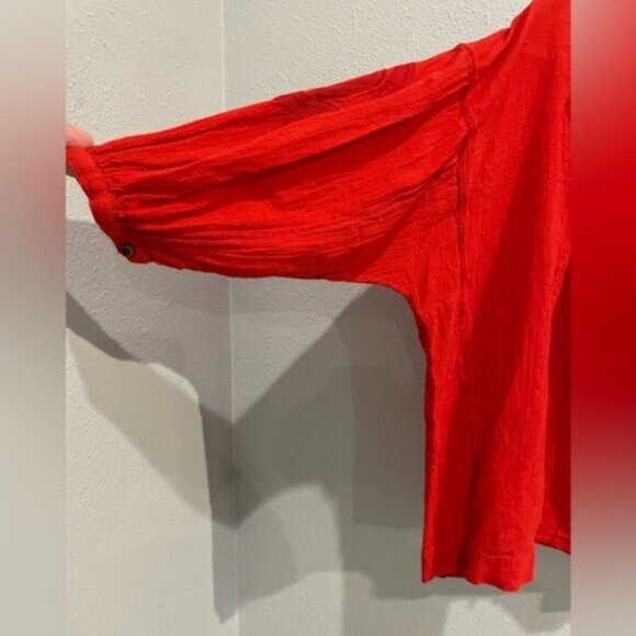 Madewell Embroidered Boho Western Tassel Shabby Chic Puff Sleeve Feminine Top - Picture 3 of 8